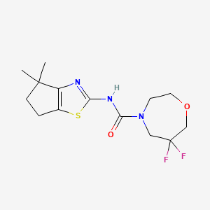 molecular formula C14H19F2N3O2S B6807658 N-(4,4-dimethyl-5,6-dihydrocyclopenta[d][1,3]thiazol-2-yl)-6,6-difluoro-1,4-oxazepane-4-carboxamide 