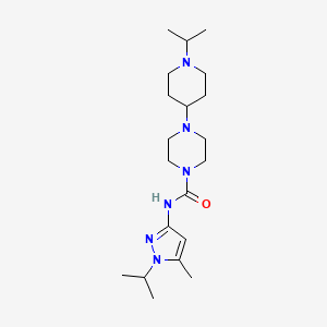 molecular formula C20H36N6O B6807686 N-(5-methyl-1-propan-2-ylpyrazol-3-yl)-4-(1-propan-2-ylpiperidin-4-yl)piperazine-1-carboxamide 