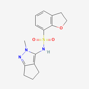 molecular formula C15H17N3O3S B6807735 N-(2-methyl-5,6-dihydro-4H-cyclopenta[c]pyrazol-3-yl)-2,3-dihydro-1-benzofuran-7-sulfonamide 