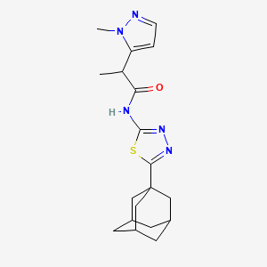 molecular formula C19H25N5OS B6807799 N-[5-(1-adamantyl)-1,3,4-thiadiazol-2-yl]-2-(2-methylpyrazol-3-yl)propanamide 