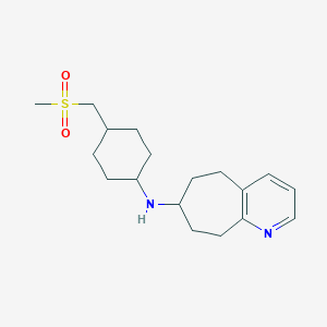 molecular formula C18H28N2O2S B6808060 N-[4-(methylsulfonylmethyl)cyclohexyl]-6,7,8,9-tetrahydro-5H-cyclohepta[b]pyridin-7-amine 
