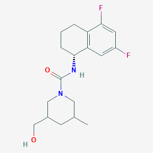 molecular formula C18H24F2N2O2 B6808313 N-[(1R)-5,7-difluoro-1,2,3,4-tetrahydronaphthalen-1-yl]-3-(hydroxymethyl)-5-methylpiperidine-1-carboxamide 