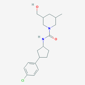 molecular formula C19H27ClN2O2 B6808320 N-[3-(4-chlorophenyl)cyclopentyl]-3-(hydroxymethyl)-5-methylpiperidine-1-carboxamide 