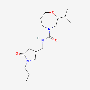 molecular formula C17H31N3O3 B6808361 N-[(5-oxo-1-propylpyrrolidin-3-yl)methyl]-2-propan-2-yl-1,4-oxazepane-4-carboxamide 