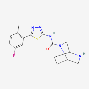 molecular formula C16H18FN5OS B6808436 N-[5-(5-fluoro-2-methylphenyl)-1,3,4-thiadiazol-2-yl]-2,5-diazabicyclo[2.2.2]octane-2-carboxamide 
