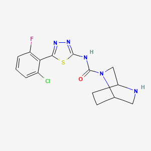 molecular formula C15H15ClFN5OS B6808454 N-[5-(2-chloro-6-fluorophenyl)-1,3,4-thiadiazol-2-yl]-2,5-diazabicyclo[2.2.2]octane-2-carboxamide 