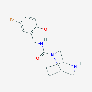 molecular formula C15H20BrN3O2 B6808479 N-[(5-bromo-2-methoxyphenyl)methyl]-2,5-diazabicyclo[2.2.2]octane-2-carboxamide 