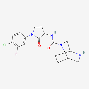molecular formula C17H20ClFN4O2 B6808489 N-[1-(4-chloro-3-fluorophenyl)-2-oxopyrrolidin-3-yl]-2,5-diazabicyclo[2.2.2]octane-2-carboxamide 