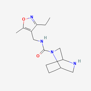 molecular formula C14H22N4O2 B6808504 N-[(3-ethyl-5-methyl-1,2-oxazol-4-yl)methyl]-2,5-diazabicyclo[2.2.2]octane-2-carboxamide 