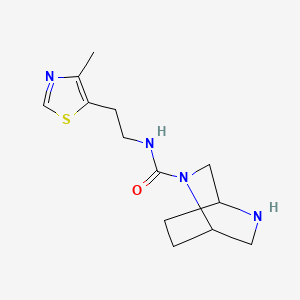 molecular formula C13H20N4OS B6808509 N-[2-(4-methyl-1,3-thiazol-5-yl)ethyl]-2,5-diazabicyclo[2.2.2]octane-2-carboxamide 