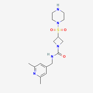 molecular formula C16H25N5O3S B6808535 N-[(2,6-dimethylpyridin-4-yl)methyl]-3-piperazin-1-ylsulfonylazetidine-1-carboxamide 