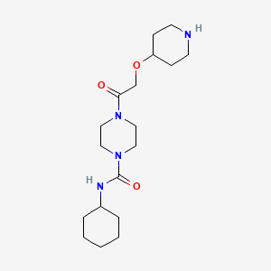 molecular formula C18H32N4O3 B6808579 N-cyclohexyl-4-(2-piperidin-4-yloxyacetyl)piperazine-1-carboxamide 