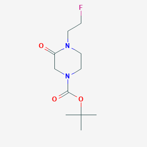 molecular formula C11H19FN2O3 B068086 1-Tert-butoxycarbonyl-4-(2-fluoroethyl)-3-oxopiperazine CAS No. 194351-12-7