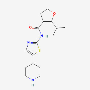 molecular formula C16H25N3O2S B6808911 N-(5-piperidin-4-yl-1,3-thiazol-2-yl)-2-propan-2-yloxolane-3-carboxamide 