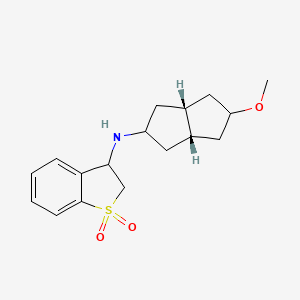 molecular formula C17H23NO3S B6809533 N-[(3aS,6aR)-5-methoxy-1,2,3,3a,4,5,6,6a-octahydropentalen-2-yl]-1,1-dioxo-2,3-dihydro-1-benzothiophen-3-amine 