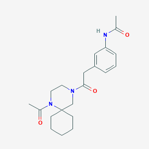 molecular formula C21H29N3O3 B6809788 N-[3-[2-(1-acetyl-1,4-diazaspiro[5.5]undecan-4-yl)-2-oxoethyl]phenyl]acetamide 