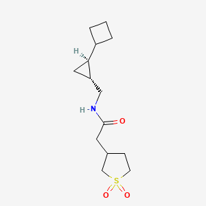 molecular formula C14H23NO3S B6809876 N-[[(1R,2S)-2-cyclobutylcyclopropyl]methyl]-2-(1,1-dioxothiolan-3-yl)acetamide 