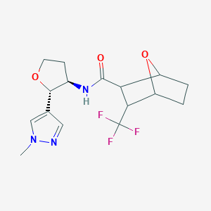 molecular formula C16H20F3N3O3 B6810209 N-[(2S,3R)-2-(1-methylpyrazol-4-yl)oxolan-3-yl]-3-(trifluoromethyl)-7-oxabicyclo[2.2.1]heptane-2-carboxamide 