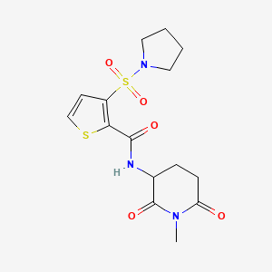 molecular formula C15H19N3O5S2 B6810250 N-(1-methyl-2,6-dioxopiperidin-3-yl)-3-pyrrolidin-1-ylsulfonylthiophene-2-carboxamide 
