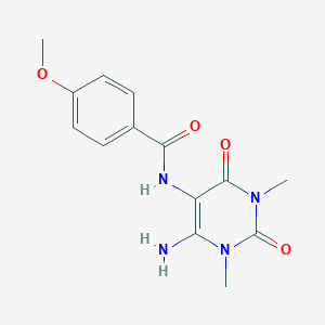 molecular formula C14H16N4O4 B068104 N-(4-amino-1,3-dimethyl-2,6-dioxopyrimidin-5-yl)-4-methoxybenzamide CAS No. 166115-69-1