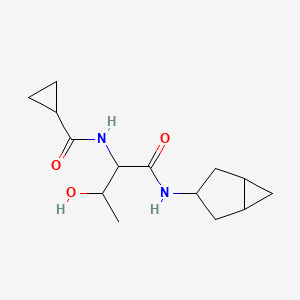 molecular formula C14H22N2O3 B6810426 N-[1-(3-bicyclo[3.1.0]hexanylamino)-3-hydroxy-1-oxobutan-2-yl]cyclopropanecarboxamide 