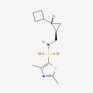 molecular formula C13H20N2O2S2 B6810495 N-[[(1R,2S)-2-cyclobutylcyclopropyl]methyl]-2,4-dimethyl-1,3-thiazole-5-sulfonamide 