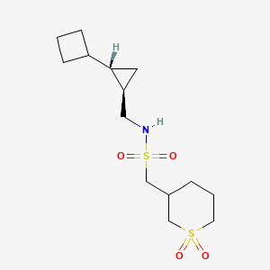 molecular formula C14H25NO4S2 B6810499 N-[[(1R,2S)-2-cyclobutylcyclopropyl]methyl]-1-(1,1-dioxothian-3-yl)methanesulfonamide 