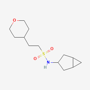molecular formula C13H23NO3S B6810639 N-(3-bicyclo[3.1.0]hexanyl)-2-(oxan-4-yl)ethanesulfonamide 