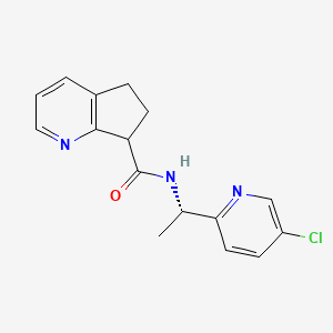 molecular formula C16H16ClN3O B6810696 N-[(1S)-1-(5-chloropyridin-2-yl)ethyl]-6,7-dihydro-5H-cyclopenta[b]pyridine-7-carboxamide 
