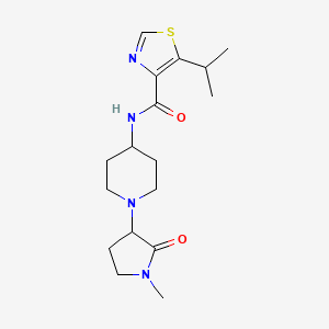 molecular formula C17H26N4O2S B6811005 N-[1-(1-methyl-2-oxopyrrolidin-3-yl)piperidin-4-yl]-5-propan-2-yl-1,3-thiazole-4-carboxamide 