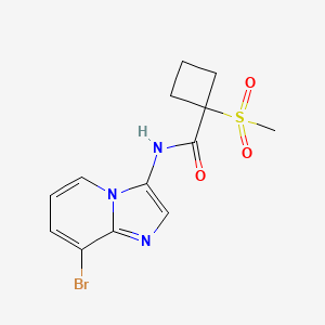 molecular formula C13H14BrN3O3S B6811081 N-(8-bromoimidazo[1,2-a]pyridin-3-yl)-1-methylsulfonylcyclobutane-1-carboxamide 