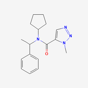 molecular formula C17H22N4O B6811446 N-cyclopentyl-3-methyl-N-(1-phenylethyl)triazole-4-carboxamide 