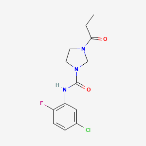molecular formula C13H15ClFN3O2 B6811524 N-(5-chloro-2-fluorophenyl)-3-propanoylimidazolidine-1-carboxamide 