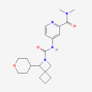 molecular formula C20H28N4O3 B6811543 N-[2-(dimethylcarbamoyl)pyridin-4-yl]-3-(oxan-4-yl)-2-azaspiro[3.3]heptane-2-carboxamide 