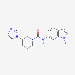 molecular formula C17H20N6O B6811557 N-(1-methylindol-6-yl)-3-(triazol-1-yl)piperidine-1-carboxamide 