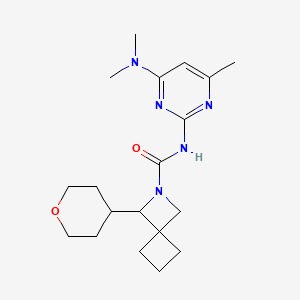 molecular formula C19H29N5O2 B6811636 N-[4-(dimethylamino)-6-methylpyrimidin-2-yl]-3-(oxan-4-yl)-2-azaspiro[3.3]heptane-2-carboxamide 