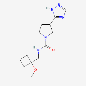 molecular formula C13H21N5O2 B6811685 N-[(1-methoxycyclobutyl)methyl]-3-(1H-1,2,4-triazol-5-yl)pyrrolidine-1-carboxamide 