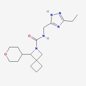 molecular formula C17H27N5O2 B6811707 N-[(3-ethyl-1H-1,2,4-triazol-5-yl)methyl]-3-(oxan-4-yl)-2-azaspiro[3.3]heptane-2-carboxamide 