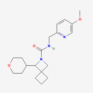 molecular formula C19H27N3O3 B6811713 N-[(5-methoxypyridin-2-yl)methyl]-3-(oxan-4-yl)-2-azaspiro[3.3]heptane-2-carboxamide 