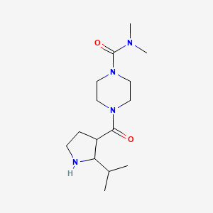 molecular formula C15H28N4O2 B6811746 N,N-dimethyl-4-(2-propan-2-ylpyrrolidine-3-carbonyl)piperazine-1-carboxamide 
