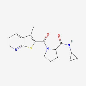 molecular formula C18H21N3O2S B6812204 N-cyclopropyl-1-(3,4-dimethylthieno[2,3-b]pyridine-2-carbonyl)pyrrolidine-2-carboxamide 