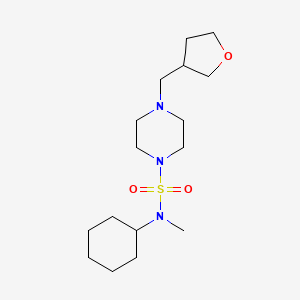molecular formula C16H31N3O3S B6812285 N-cyclohexyl-N-methyl-4-(oxolan-3-ylmethyl)piperazine-1-sulfonamide 