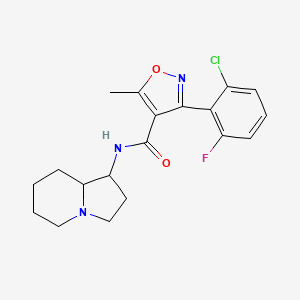 molecular formula C19H21ClFN3O2 B6812288 N-(1,2,3,5,6,7,8,8a-octahydroindolizin-1-yl)-3-(2-chloro-6-fluorophenyl)-5-methyl-1,2-oxazole-4-carboxamide 
