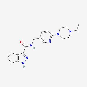 molecular formula C19H26N6O B6812293 N-[[6-(4-ethylpiperazin-1-yl)pyridin-3-yl]methyl]-1,4,5,6-tetrahydrocyclopenta[c]pyrazole-3-carboxamide 