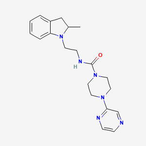 molecular formula C20H26N6O B6812332 N-[2-(2-methyl-2,3-dihydroindol-1-yl)ethyl]-4-pyrazin-2-ylpiperazine-1-carboxamide 
