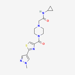 molecular formula C17H22N6O2S B6812338 N-cyclopropyl-2-[4-[2-(1-methylpyrazol-4-yl)-1,3-thiazole-4-carbonyl]piperazin-1-yl]acetamide 