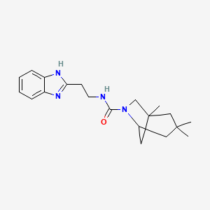 molecular formula C20H28N4O B6812364 N-[2-(1H-benzimidazol-2-yl)ethyl]-1,3,3-trimethyl-6-azabicyclo[3.2.1]octane-6-carboxamide 
