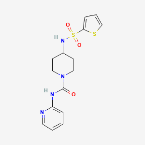 molecular formula C15H18N4O3S2 B6812404 N-pyridin-2-yl-4-(thiophen-2-ylsulfonylamino)piperidine-1-carboxamide 