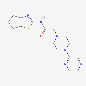 molecular formula C16H20N6OS B6812419 N-(5,6-dihydro-4H-cyclopenta[d][1,3]thiazol-2-yl)-2-(4-pyrazin-2-ylpiperazin-1-yl)acetamide 