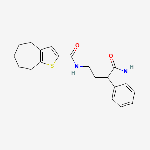 molecular formula C20H22N2O2S B6812438 N-[2-(2-oxo-1,3-dihydroindol-3-yl)ethyl]-5,6,7,8-tetrahydro-4H-cyclohepta[b]thiophene-2-carboxamide 